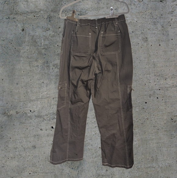 Grey Cargo Pants With Contrast Stitching - Picture 2 of 2